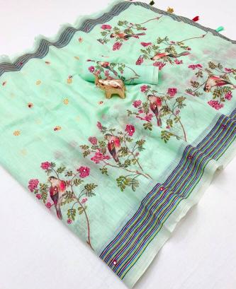 Vastrangan kalamkari linen plain saree wholesale